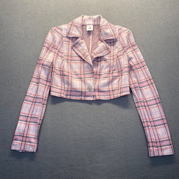 Women's CABI Playdate Crop Jacket Small Style# 6257 Tailored Plaid,One Button - Picture 3 of 12